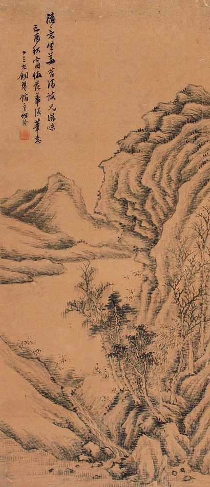 汤贻汾 已酉（1849年）作 山水 立轴